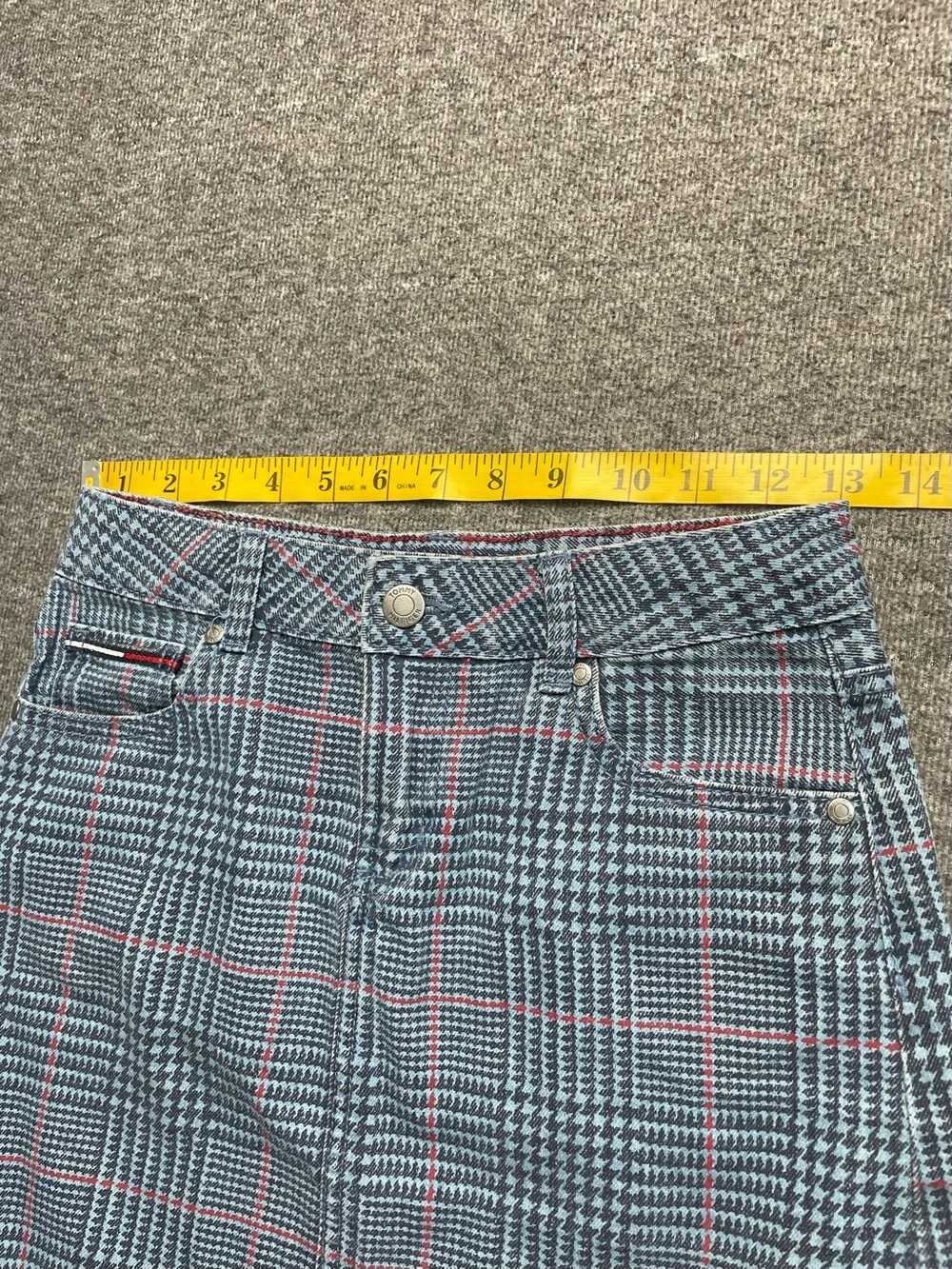 Tommy Hilfiger Denim Houndstooth Vest Skirt Set Girl L 12/14 Y2K Preppy Clueless